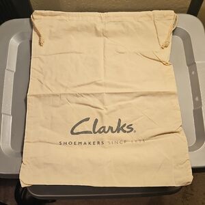 Clarks Cream Drawstring Shoe Bag with Logo